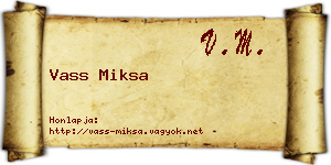 Vass Miksa névjegykártya